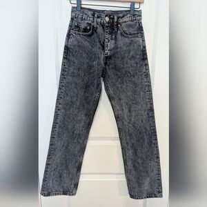 Zara 90s Straight Leg Jean Acid Wash Black Size 0